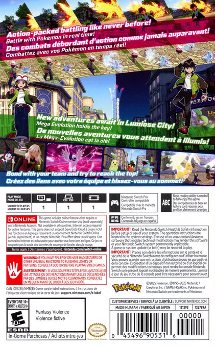 Légendes Pokémon : Z-A dos