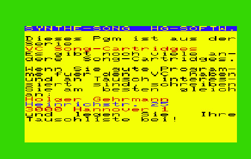 VC Song-Cartridge - The Synthe-Song