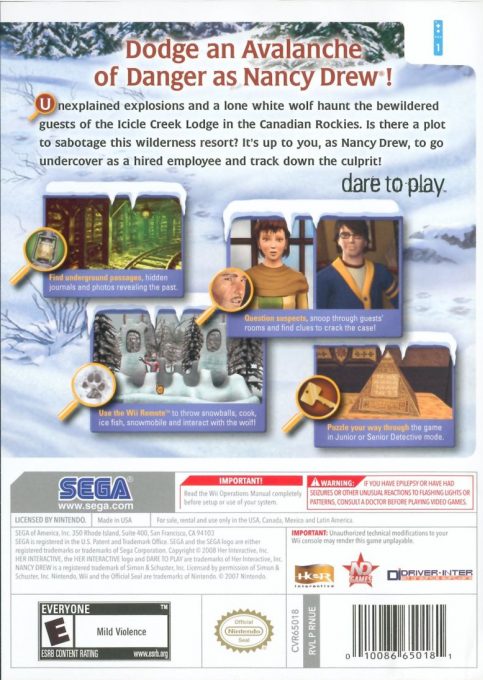 Les Enquêtes De Nancy Drew : Le Loup Blanc D'icicle Creek dos