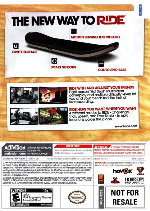Tony Hawk Ride dos