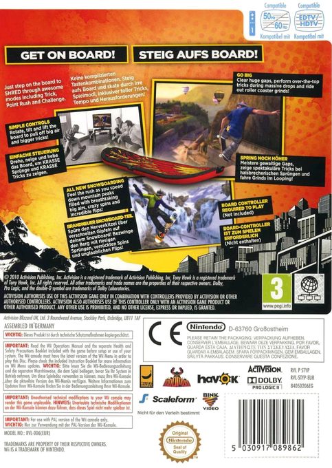 Tony Hawk Shred dos