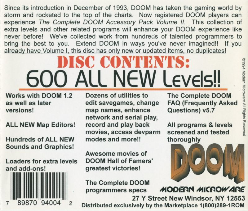 The Complete Doom Accessory Pack Volume II dos