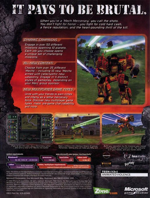 MechWarrior 2: Mercenaries - Dos