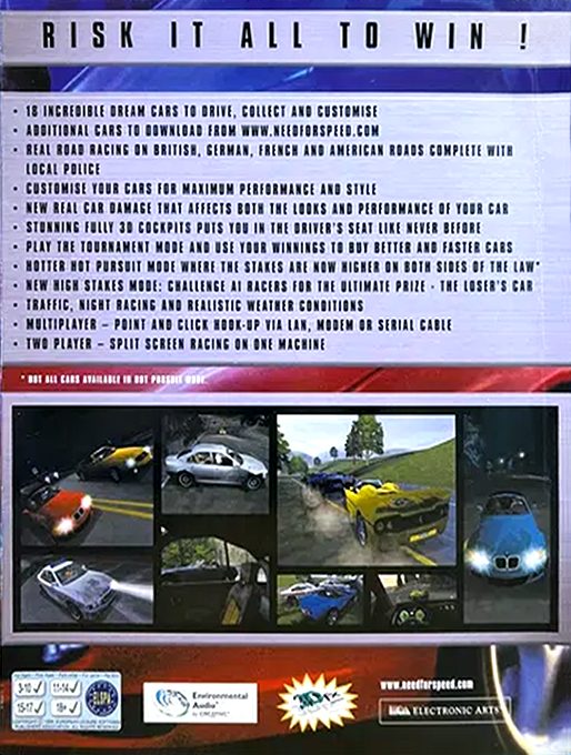 Need for Speed : Conduite en état de liberté dos