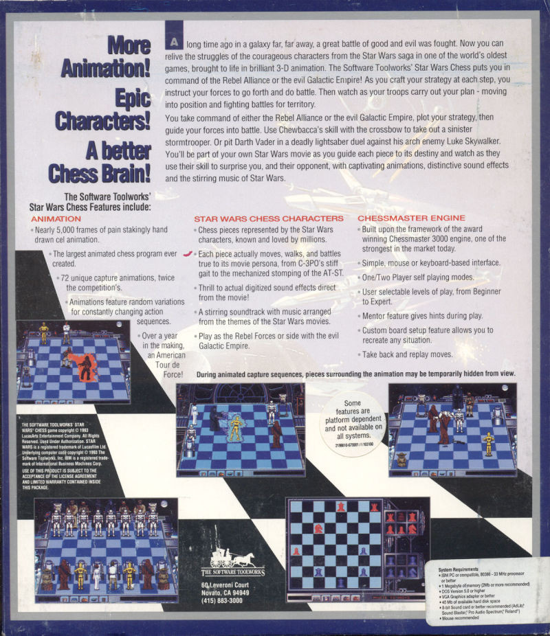 The Software Toolworks' Star Wars Chess dos