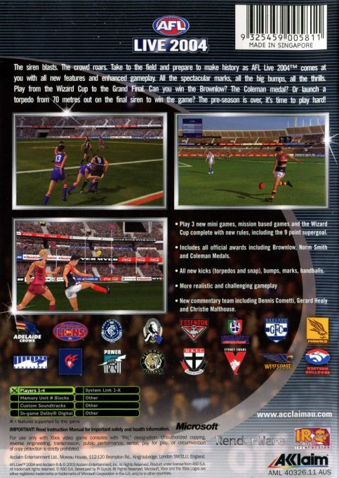 AFL Live 2004 dos