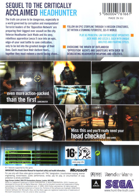 Headhunter : Redemption - Dos