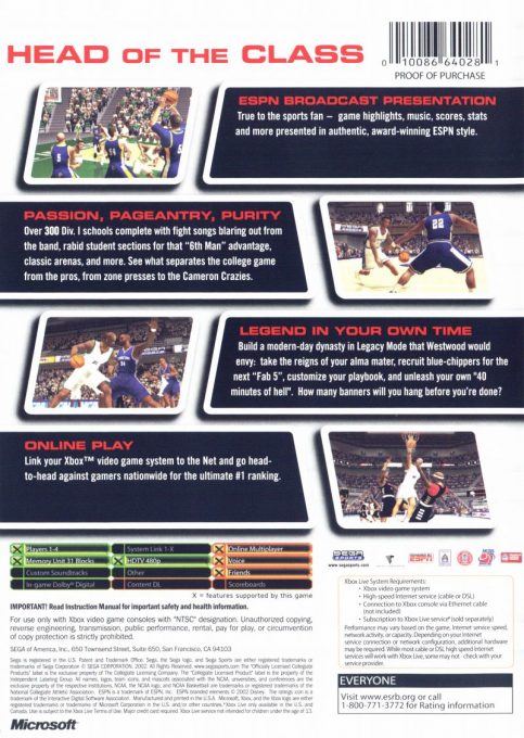 NCAA College Basketball 2k3 dos