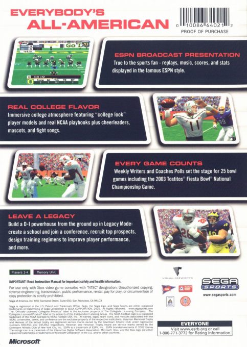 Ncaa College Football 2k3 dos