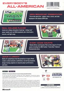 Ncaa College Football 2k3 dos