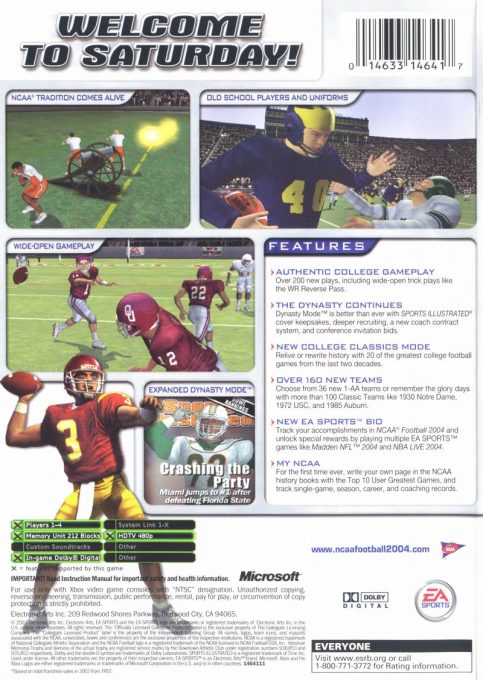 Ncaa Football 2004 dos
