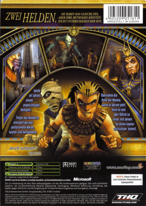 Sphinx et la Malédiction de la Momie - Dos