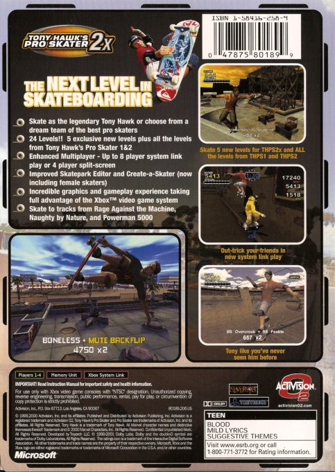 Tony Hawk's Pro Skater 2x dos