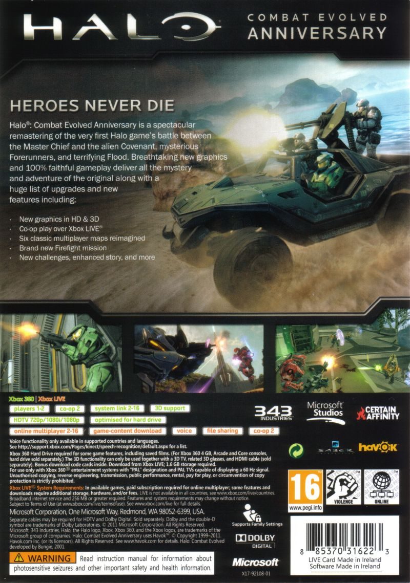 Halo Combat Evolved Anniversaire - Dos