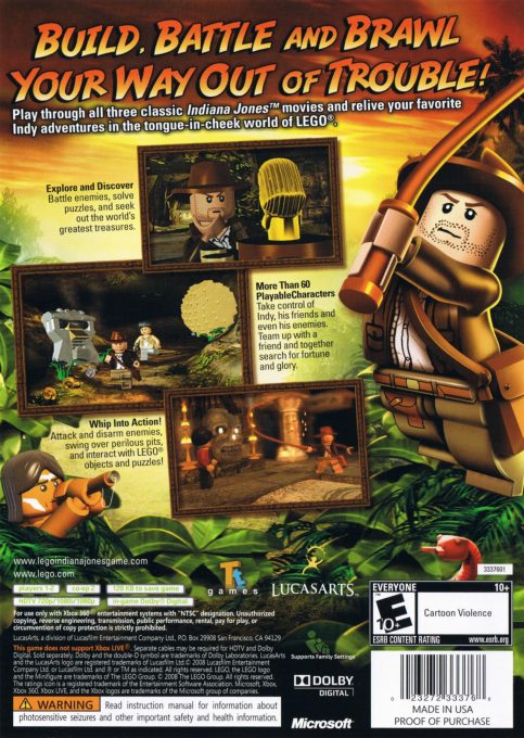 LEGO Indiana Jones : La Trilogie Originale - Dos