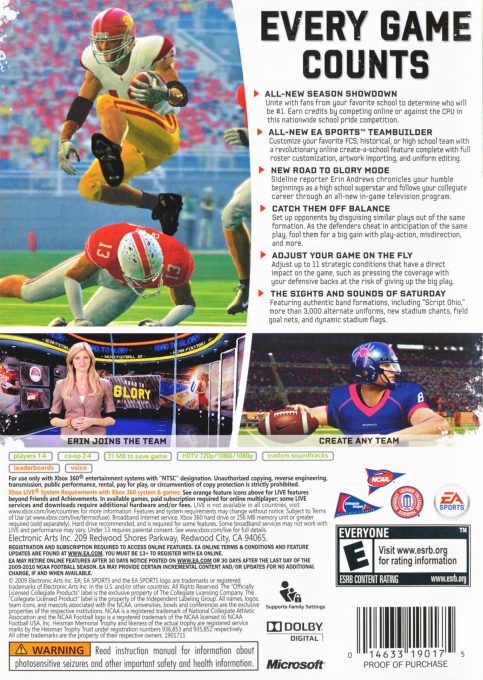 NCAA Football 10 - Dos