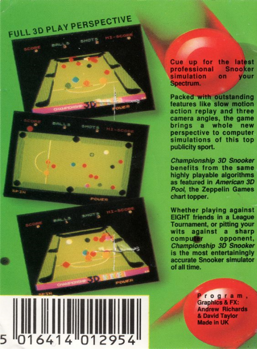 Championship 3D Snooker - Dos