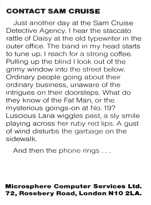 Contact Sam Cruise - Dos