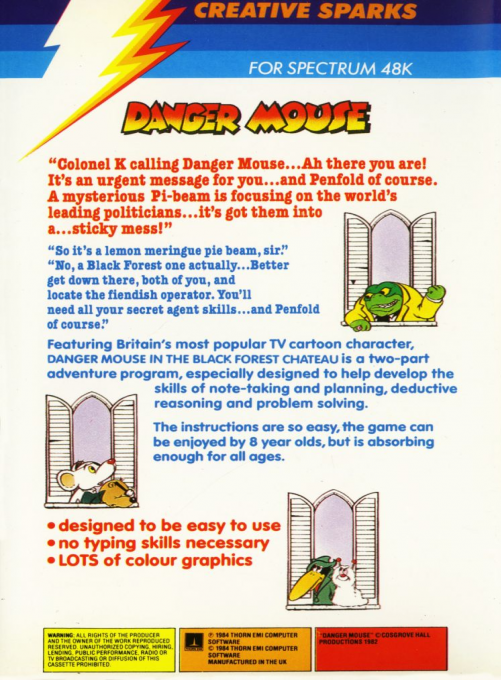 Danger Mouse In The Black Forest Chateau - Dos