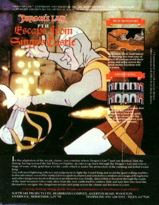 Dragon's Lair Part II - Escape from Singe's Castle - Dos