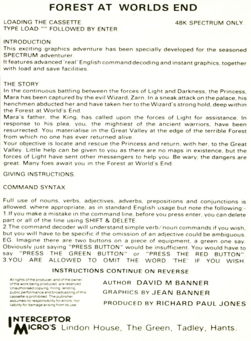 Forest At World's End, The - Dos