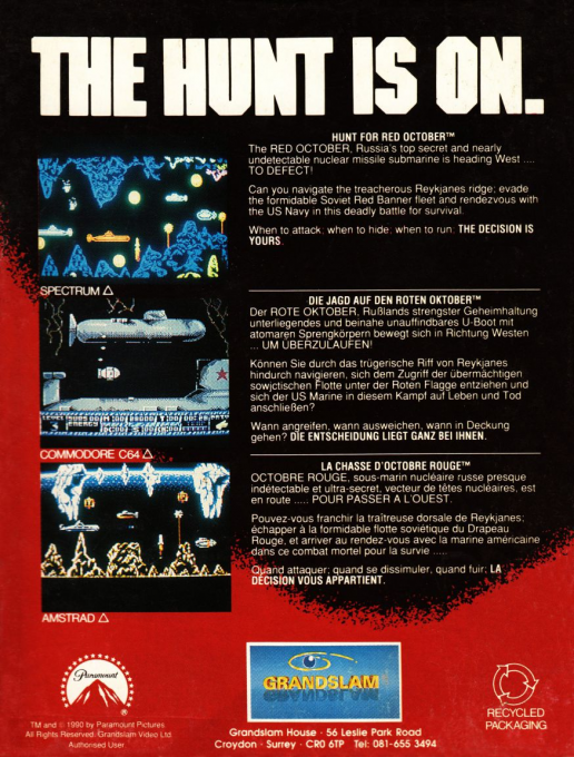 Hunt For Red October, The - The Movie - Dos