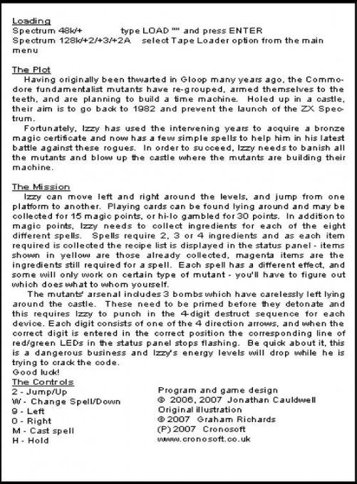 Izzy Wizzy Versus the Mutants - Dos