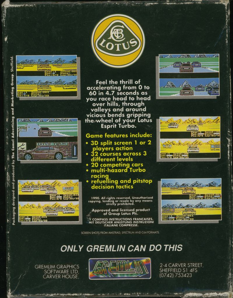 Lotus Esprit Turbo Challenge - Dos